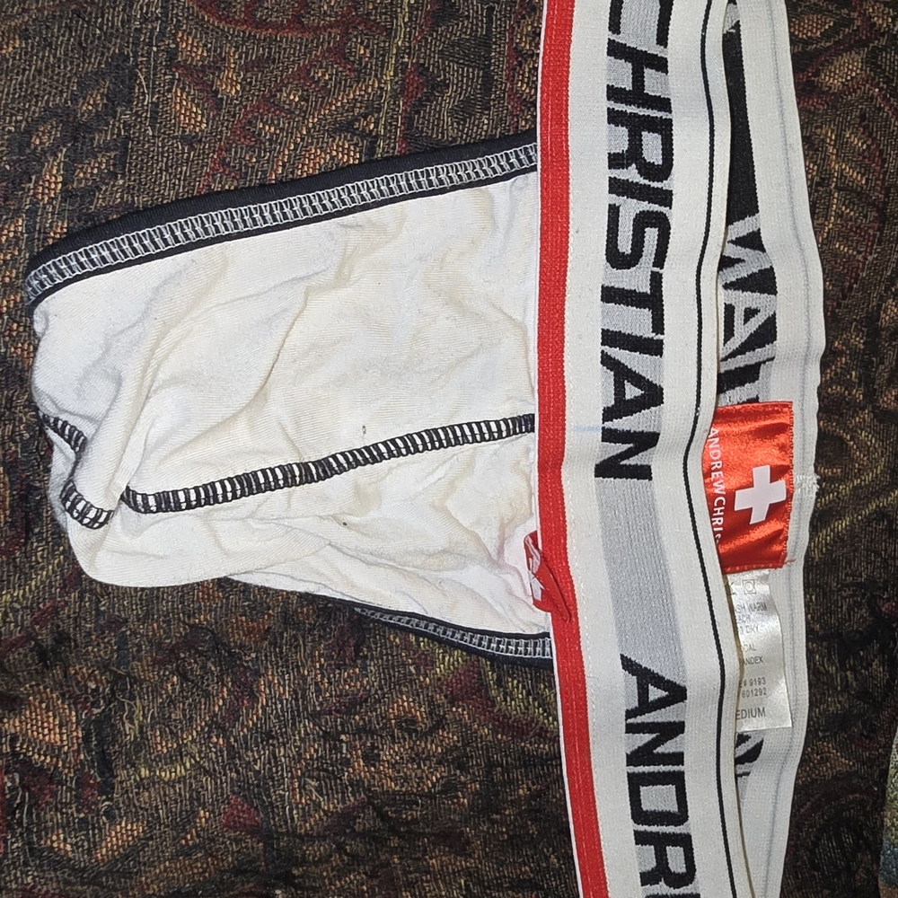 Andrew Christian White and Red Mens Medium Jockstrap